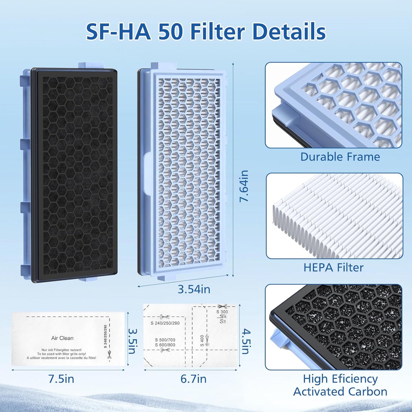 Miele SF-HA 50 HEPA Filters - 3 Pack for Miele Compact C1/C2 & Complete C2/C3 Vacuums
