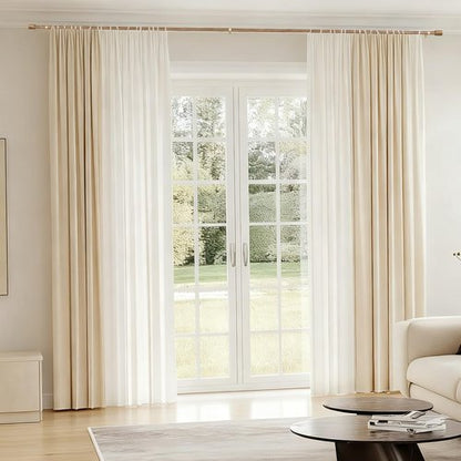 5/8” Diameter Curtain Rods 30-90 Inch, for 30-84 Inch Windows, Adjustable Splicing Wood Grain Curtain Rods for Windows with Brackets, Window Rod Long Small Curtains Rod, 1 Pack