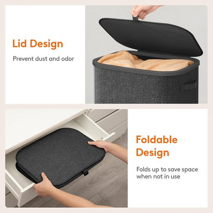 Lifewit 85L Large Laundry Basket - Foldable Hamper with Lid & Removable Bag | Dark Gray