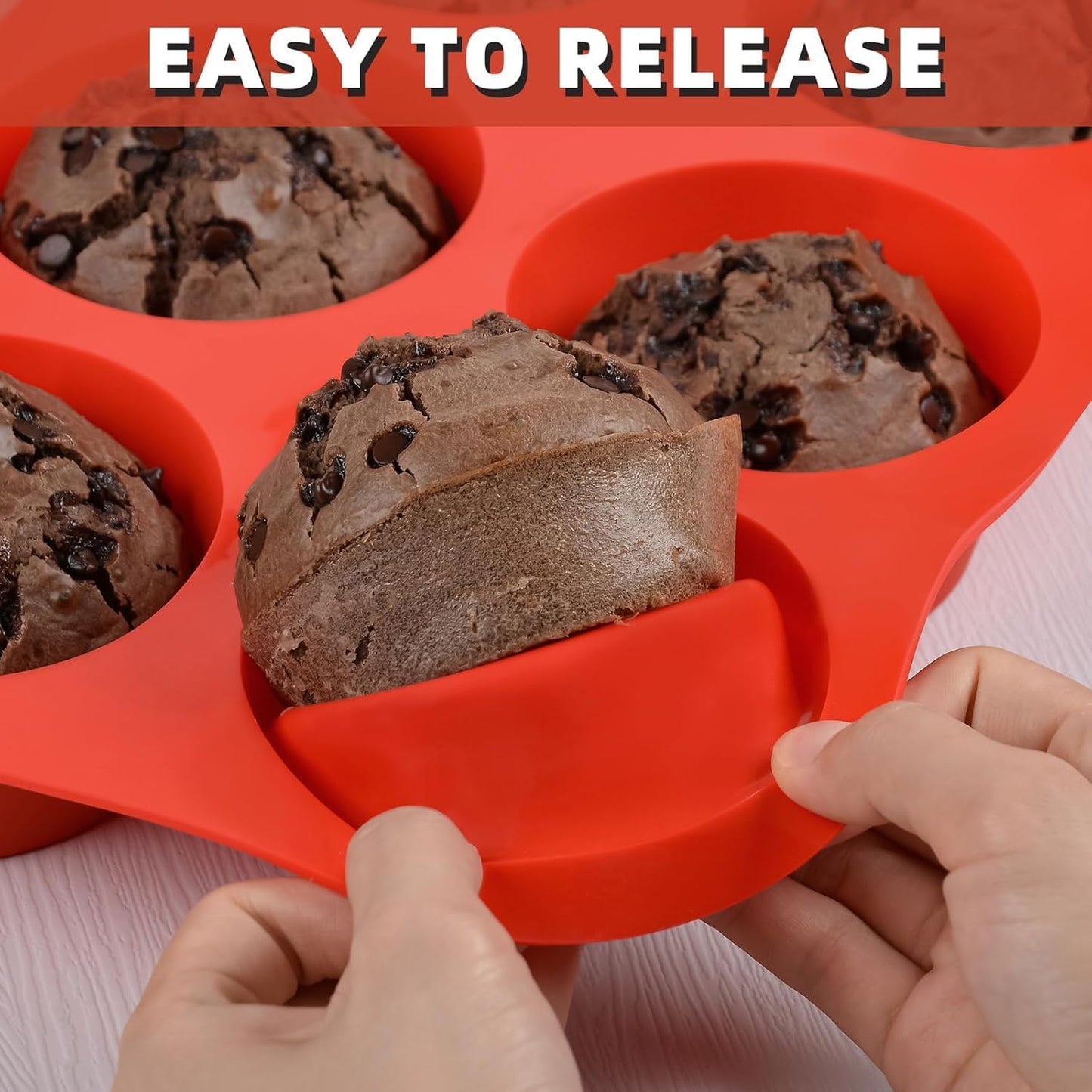 Skiennix Jumbo Muffin Pan - 6-Cup Silicone Baking Mold | 3.5-Inch Non-Stick Cupcake Tin