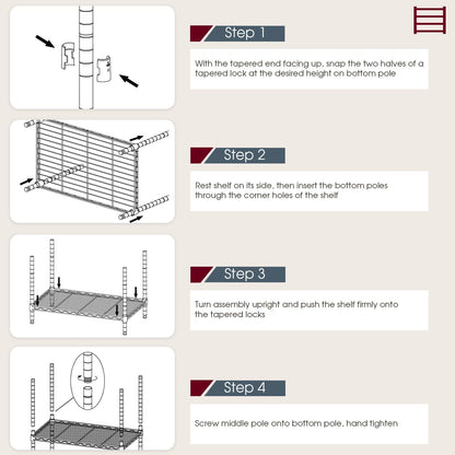 BestOffice Wire Shelving Unit - Heavy Duty 6-Shelf Metal Rack with Adjustable Height | 6000LB Capacity, Chrome Finish, 18x48x77