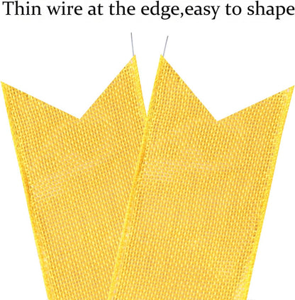 Skiennix Decorative Bow Set - 2 PCS Yellow Burlap & Black White Stripe for Holiday Wreaths | Outdoor Decor