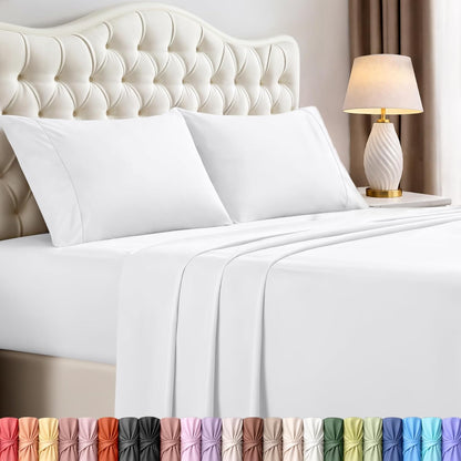 Utopia Bedding Queen Size Sheet Set - Soft, Breathable Microfiber | 4-Piece Bed Sheets in White