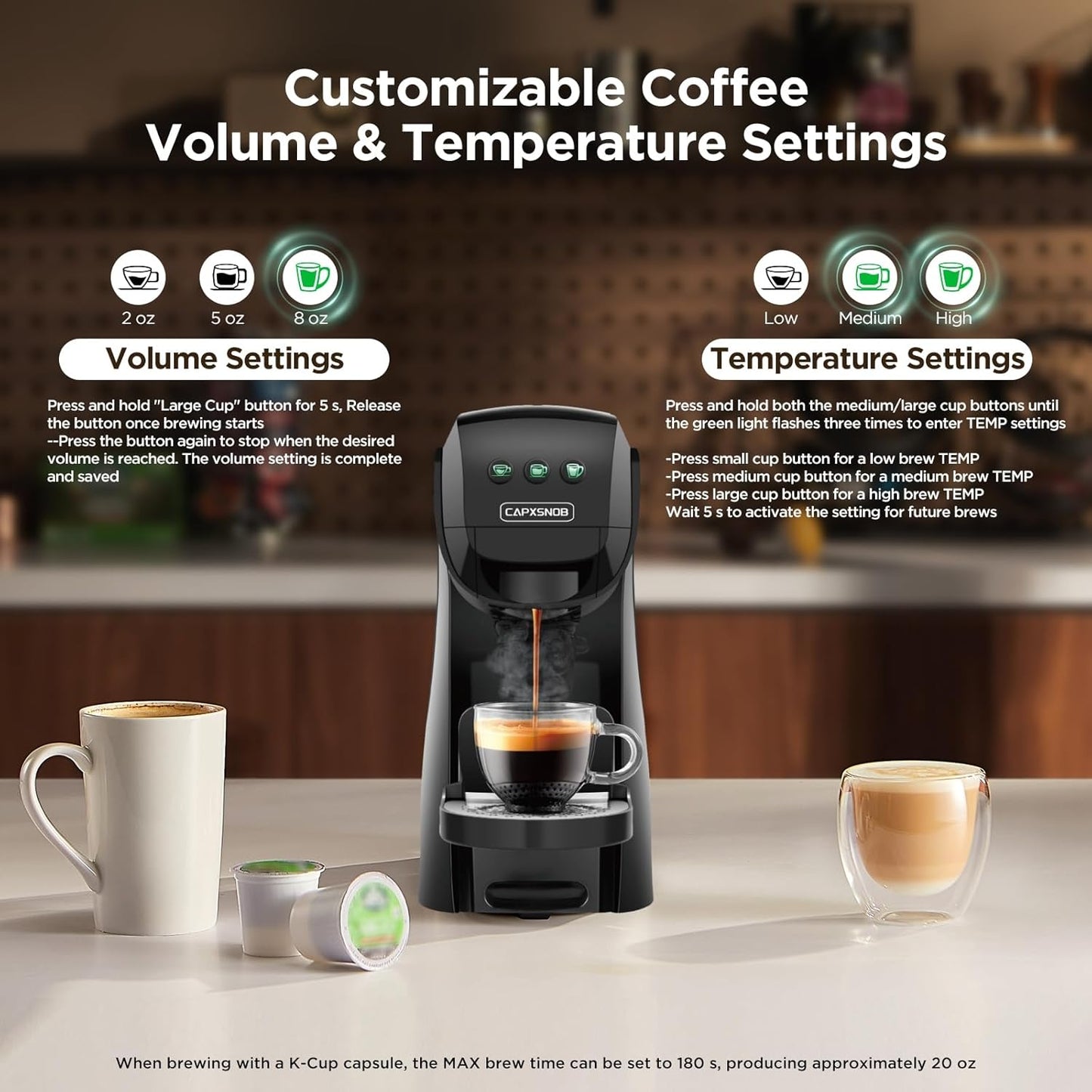 Warriors1 Mini Coffee Maker - Versatile Espresso Machine for K-Cup, Nespresso, & Ground Coffee | 28 oz Reservoir
