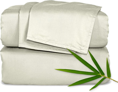 Pure Bamboo King Sheets - Luxuriously Soft & Cooling 100% Organic Viscose Bed Sheet Set | Birch Color, Double Stitching