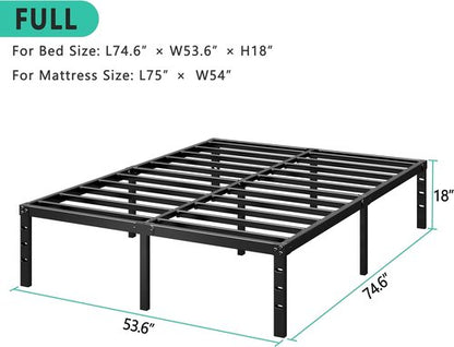 HLIPHA Metal Platform Bed Frame - 14 Inch Tall Full Size | Heavy Duty Support Slats, Easy Assembly, Black