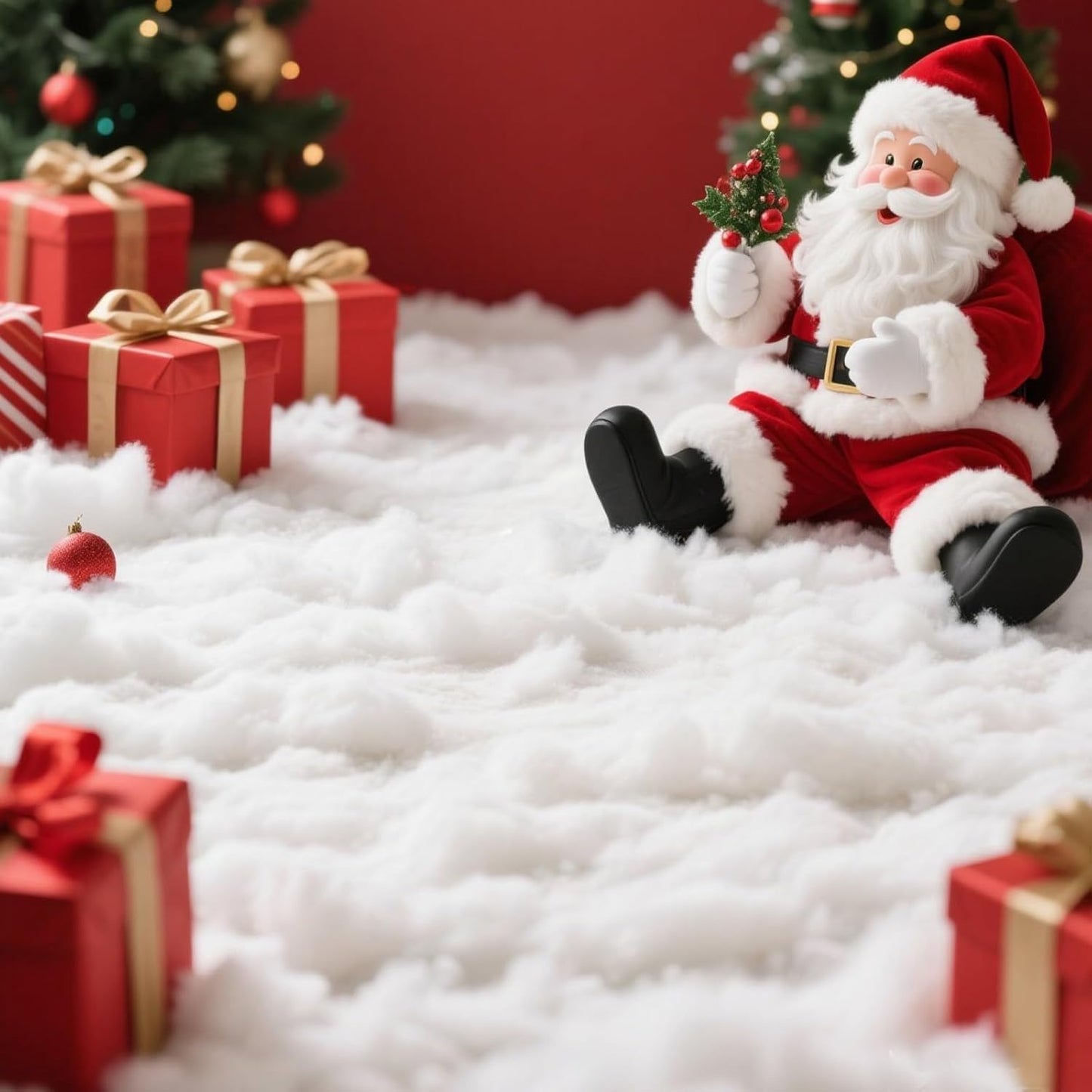 Skiennix Christmas Fake Snow Decoration - 17.6 Oz Fluffy White Artificial Snow for Holiday Decor