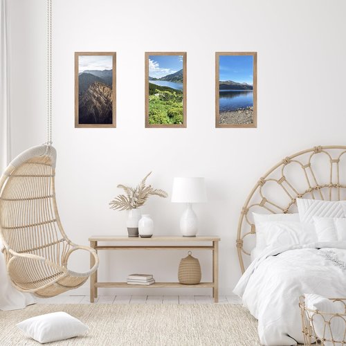 JCJMY 7x17 Picture Frame Rustic Brown for Poster Photo Picture, Horizontal and Vertical Formats for Wall Hanging, 7 x 17 Wall Gallery Poster Photo Frame for 7 by 17 Photos Posters, Rustic Brown