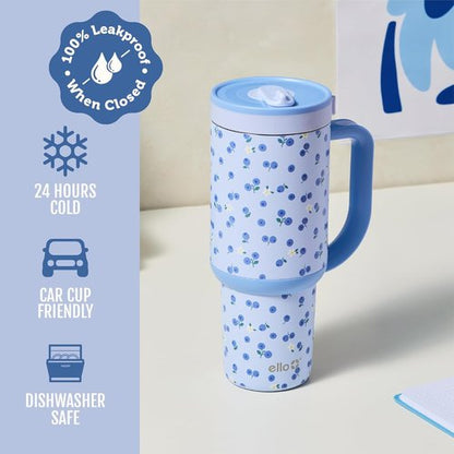 Ello Oasis 30oz Stainless Steel Tumbler - Insulated Design for Hot & Cold Beverages | Blueberries