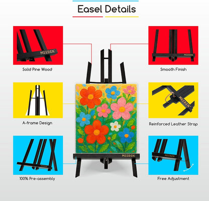 MEEDEN Tabletop Easel Stand - 20" x 12 Pack Pine Wood Mini Easels for Display & Painting - Black