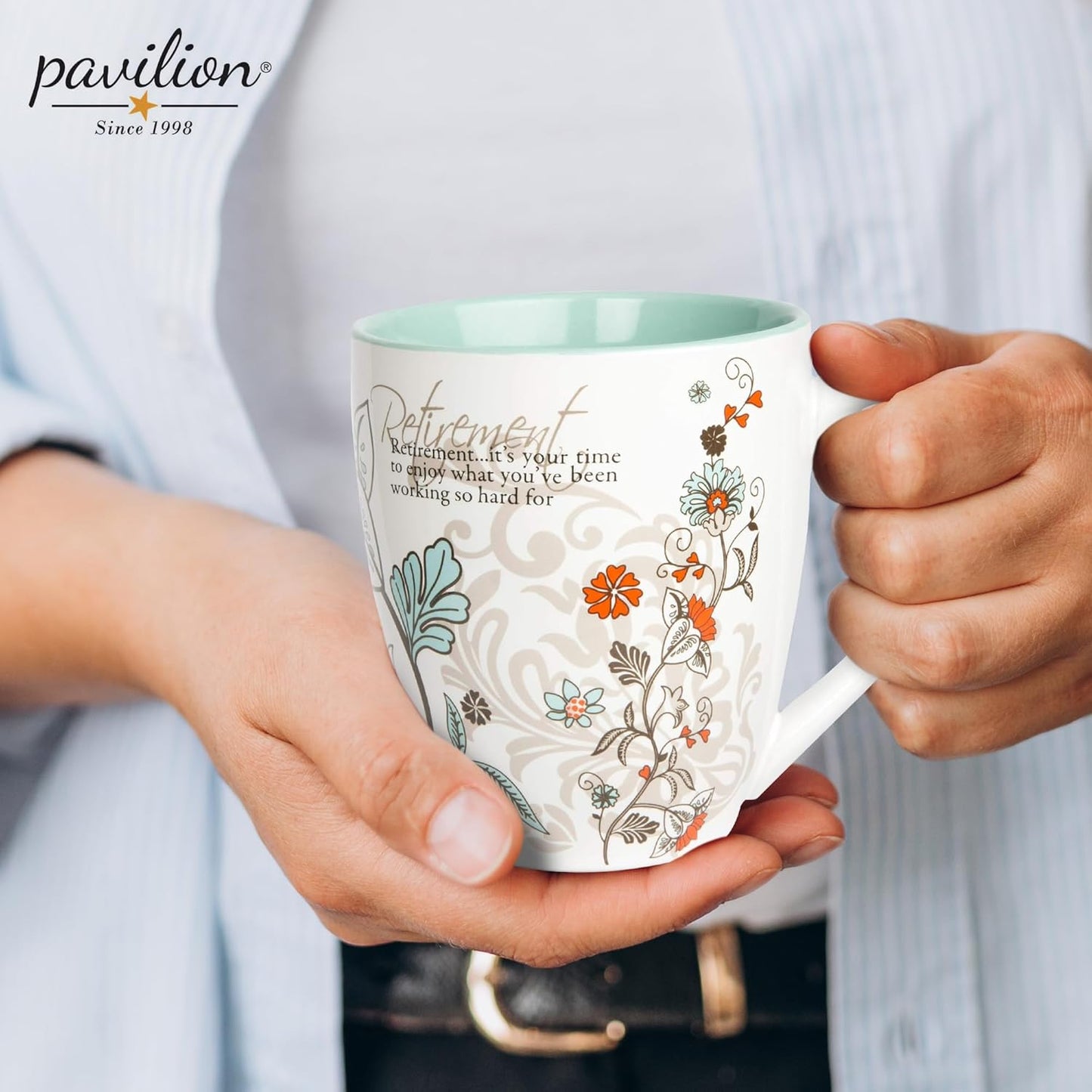 Pavilion Coffee Mugs - Mark My Words Retirement Mug with "Retirement, It's Your Time To Enjoy" Text Design - Ceramic Coffee Cup for Friends, Microwave & Dishwasher Compatible - Multicolor, 20 oz