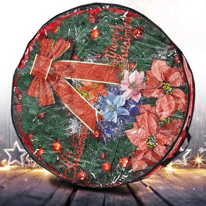 Propik Christmas Wreath Storage Bag - Tear Resistant Holiday Container with Clear Window | 30" X 30" X 8" (Red)
