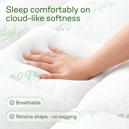 Skiennix Ultra Soft King Size Mattress Topper - Bamboo Viscose Pillow Top for Full Body Support - Naturally Cooling, Green