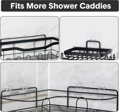 Skiennix Shower Caddy Adhesive Hooks - Strong Waterproof No-Drill Design | 6-Piece Set for Bathroom & Kitchen