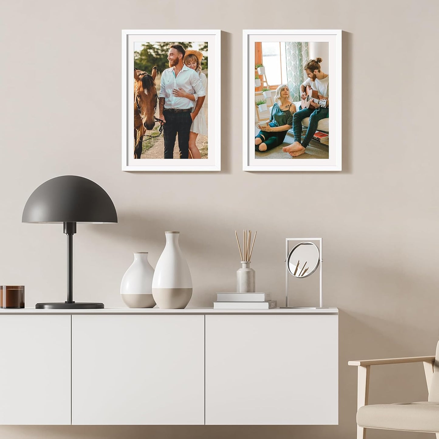 Upsimples 13x19 Picture Frame - Versatile Wall Hanging for 11x17 or 13x19 Photos, White, 1 Pack