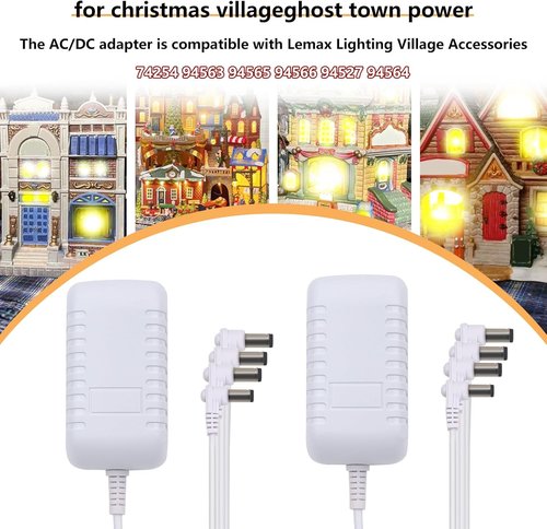 Lemax 4.5V Adaptor Set - 2-Piece Lighted Accessory for Christmas Micro Lighting Decor
