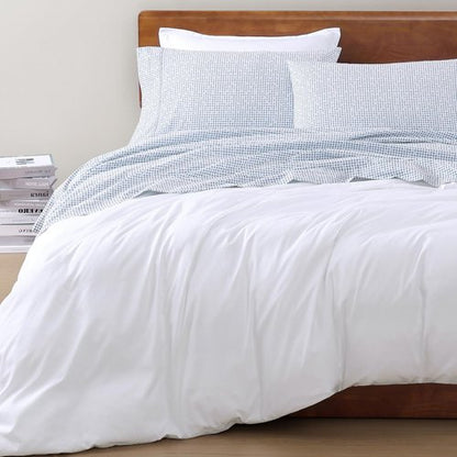 LANE LINEN 100% Organic Cotton Full Sheets Set Soft & Comfy Percale Long Staple Soft Bedding Breathable Fully Elasticized Mercerized Printed Cotton Full Size Set - Polka Dot
