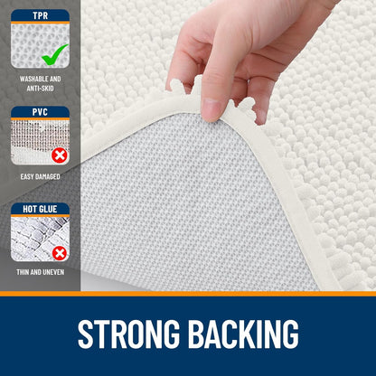 OLANLY Large Bath Rugs - Extra Soft Chenille, Quick Dry & Machine Washable | 50x30, Ivory