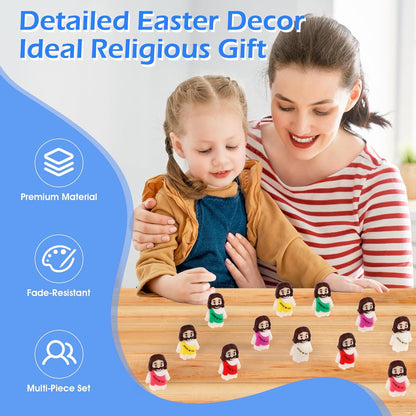 Skiennix 120PCS Mini Jesus Figurines - Colorful Tiny Religious Gifts for Easter Egg Stuffers