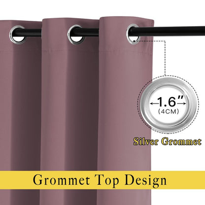 NICETOWN Room Darkening Small Curtains 50 inches Length - Window Treatment Thermal Insulated Grommet Light Blocking Short Curtains & Drapes for Bedroom/Cafe (Dry Rose, 2 Panels, W34 x L50)