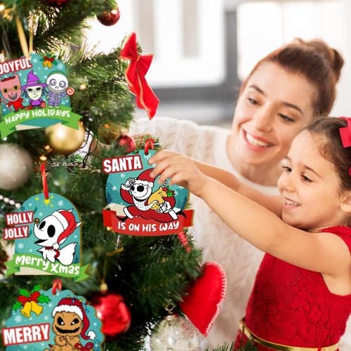 Jack & Sally Wooden Christmas Tree Ornaments - 18PCS Nightmare Before Christmas Decor