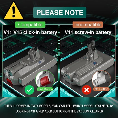 EGR V11 Battery Replacement - 9000mAh Capacity for Dyson Vacuums | Easy Click-In Installation