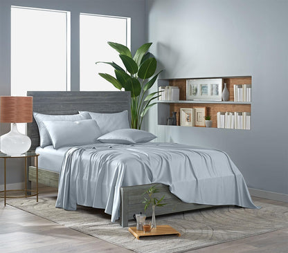 Pure Bamboo Queen Sheets - Luxuriously Soft & Cooling 100% Organic Viscose Bed Set | Glacier Color