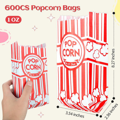 Skiennix Popcorn Bags - 202 Pcs Individual Serving Bags with Scoop & Salt Shaker | Perfect for Movie Nights
