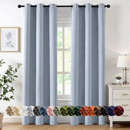 MIULEE Light Blue Blackout Curtains - Thermal Insulated Room Darkening Drapes, 84 Inches Long, 2 Panels