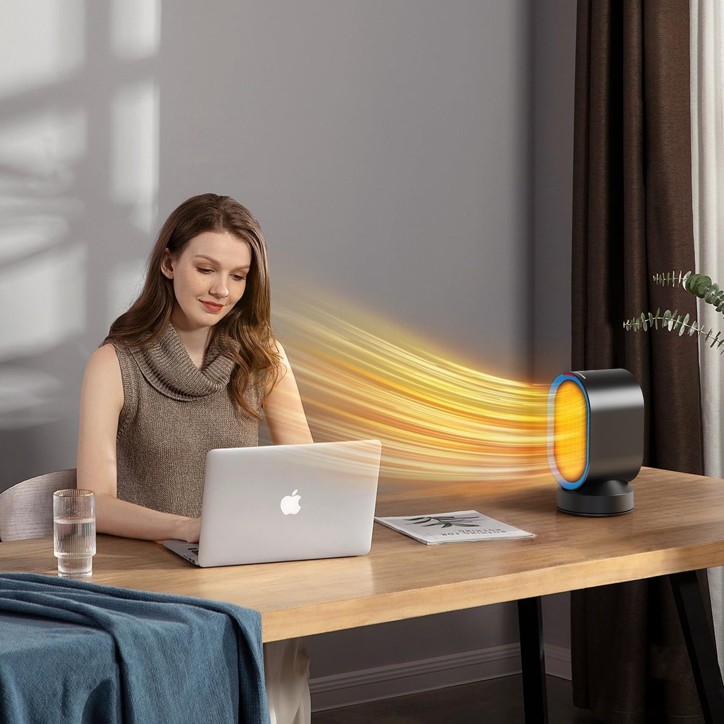 TABYIK Electric Space Heater - Portable 45° Oscillating Indoor Heater for Home & Office | Black