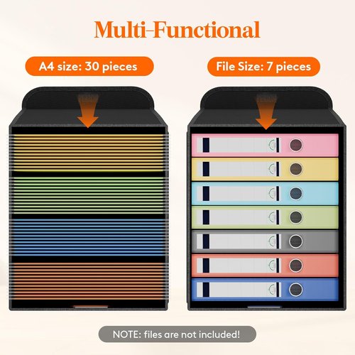 Lifewit File Organizer Box - Portable A4 Document Storage with Plastic Slide | Dark Gray, 2 Pack