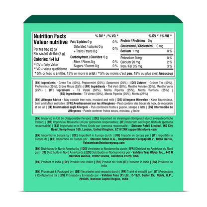 VAHDAM, Mint Green Tea Bags (30 Count) 100% Pure Leaf Tea, High Grown, Low Caffeine, Non GMO, Gluten Free | Individually Wrapped Plant-Based Pyramid Tea Bags | Direct from Source