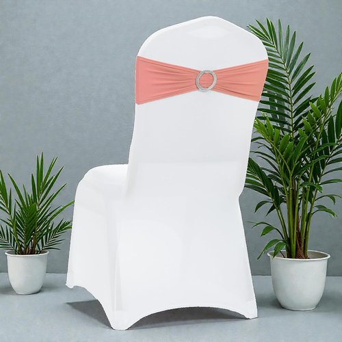 MDS Spandex Chair Sashes - Universal Elastic Stretch Bands with Slider Bow for Wedding Decor | Coral Peach - Pack of 250