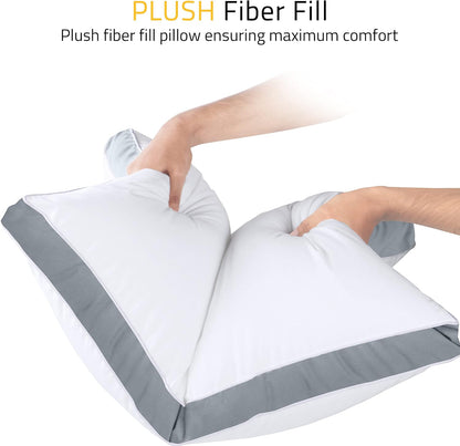 Utopia Bedding Bed Pillows - Soft & Fluffy Down Alternative | Standard Size, Set of 2, Grey