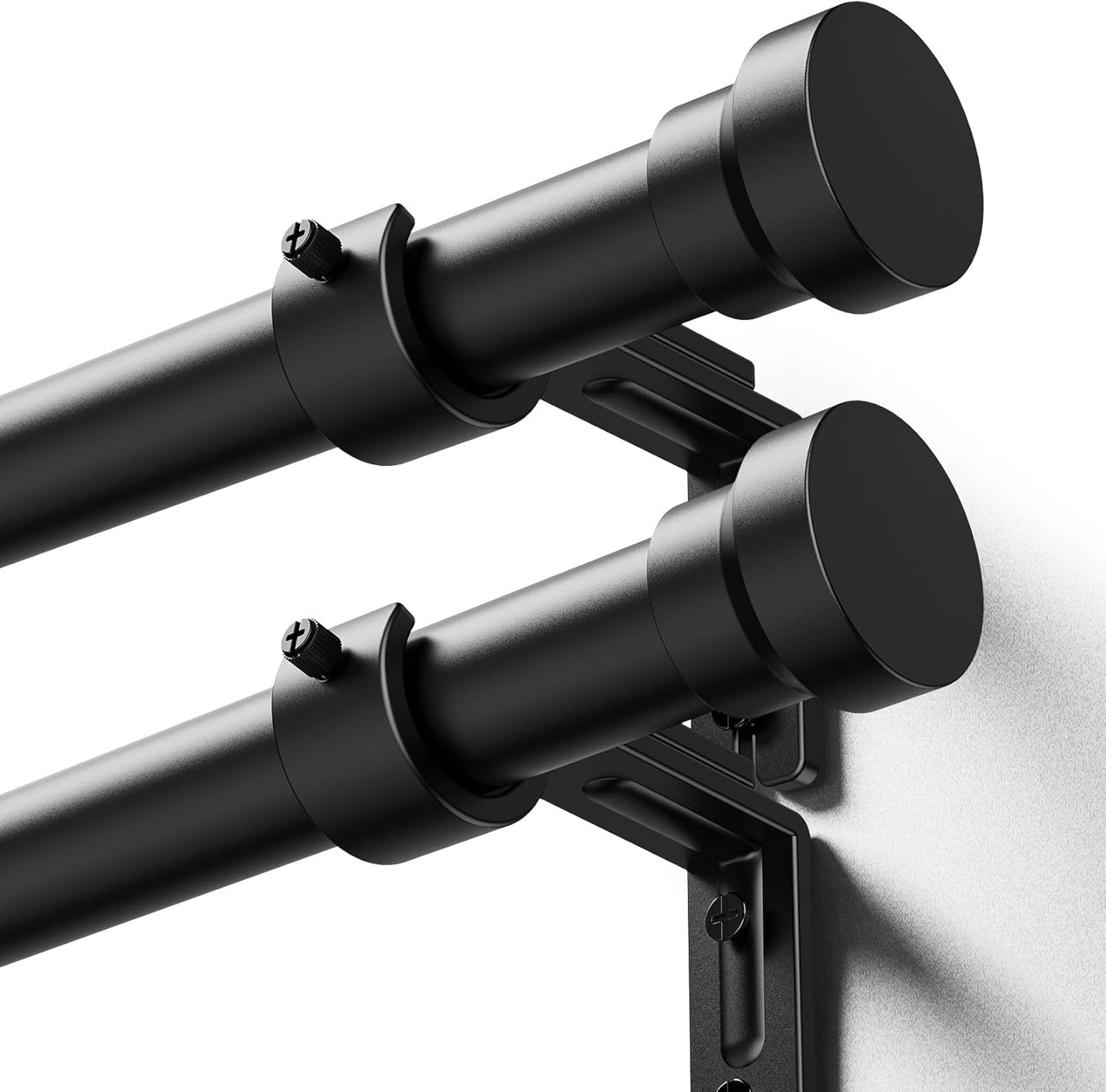 YaFex Curtain Rods - Heavy Duty 1 Inch Adjustable Window Treatment Rods | 32-58 Inch, Black, Modern Design