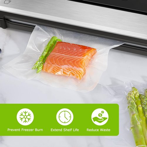 Bonsenkitchen Vacuum Sealer Bags - 200 Quart, BPA Free, Commercial Grade, 8" x 12" Textured Bags for Sous Vide Cooking