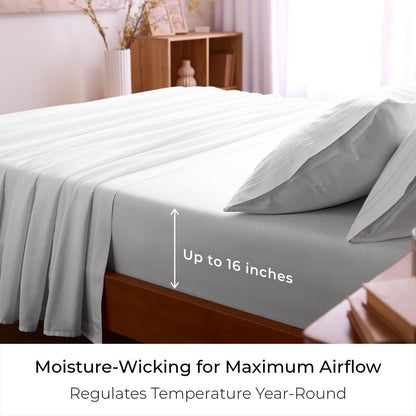 Mellanni Full Sheets Set - 4 PC Iconic Collection Bedding - Hotel Luxury, Extra Soft, Cooling Bed Sheets - Wrinkle, Fade, Stain Resistant (Full, White)