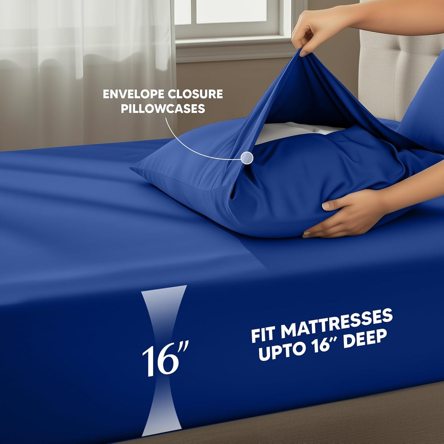Utopia Bedding Queen Size Sheet Set - Soft, Breathable Microfiber | 4-Piece in Royal Blue