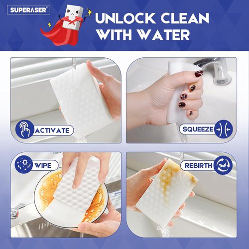 Magic Sponge 10 Pack - Textured Cleaning Pads to Effortlessly Erase Scuff Marks & Stains