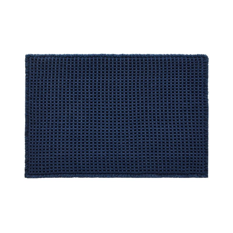 TYUU Waffle Bath Mat, Boho Bathroom Rugs Non Slip Washable Super Absorbent Quick Dry Bath Mat Farmhouse Bathroom Decor, 24"x16" Navy Blue
