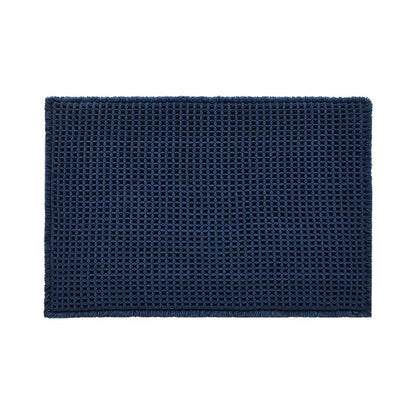 TYUU Waffle Bath Mat, Boho Bathroom Rugs Non Slip Washable Super Absorbent Quick Dry Bath Mat Farmhouse Bathroom Decor, 24"x16" Navy Blue