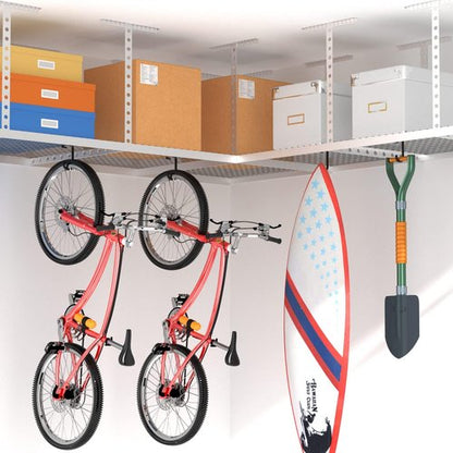Bussdis Heavy-Duty Bike Hooks - Thickened Garage Ceiling Rack for Safe Overhead Storage | 4 Pack, 50 lb Capacity