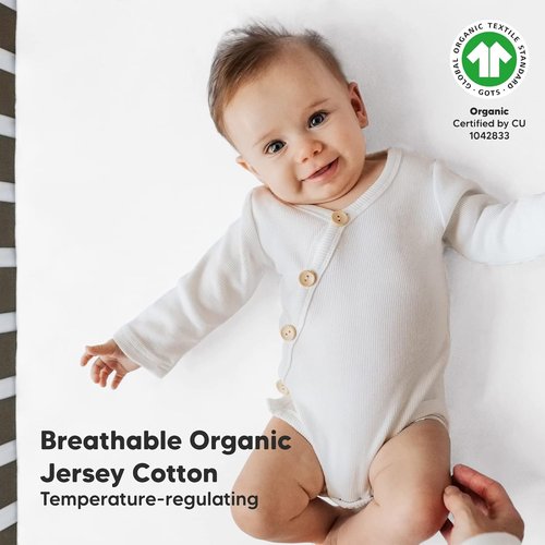 KeaBabies Organic Crib Sheets & Baby Swaddle Sleep Sacks - 2-Pack Fitted Sheets & 3-Pack Zipper Swaddles