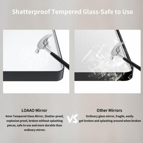 LOAAO 72X40 Inch Black Metal Framed Bathroom Mirror for Wall, Matte Black Bathroom Vanity Mirror Farmhouse, Large Rounded Rectangle Mirror, Anti-Rust, Tempered Glass, Hangs Horizontally or Vertically