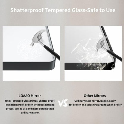 LOAAO 72X40 Inch Black Metal Framed Bathroom Mirror for Wall, Matte Black Bathroom Vanity Mirror Farmhouse, Large Rounded Rectangle Mirror, Anti-Rust, Tempered Glass, Hangs Horizontally or Vertically