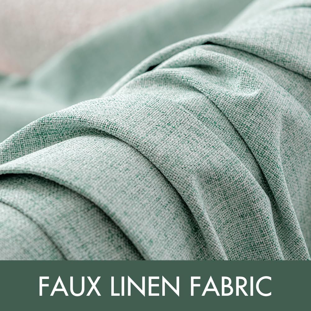 MIULEE Blackout Curtains - 100% Thermal Insulated Linen Texture - Seafoam Green - 52x120 Inch (2 Panels)