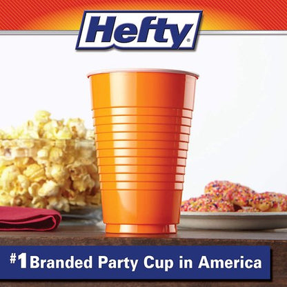 Hefty Party On Disposable Plastic Cups - 16 Ounce Assorted Colors | 100 Count Pack
