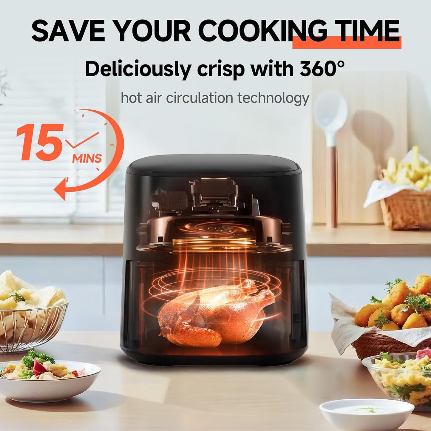 QIDO Air Fryer - 8-in-1 Multi-Cooker with 5 QT Capacity & Precision Heating | Dark Black Finish