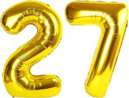 Gold Balloon 27 - Large Happy Birthday Decoration for Men & Women | Foil Number Balloon for Celebrations