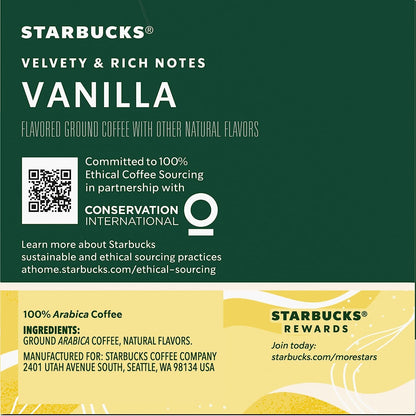 Starbucks Vanilla Flavored Coffee K-Cup Pods - Made Without Artificial Flavors | 10 CT Pods, Pack of 4